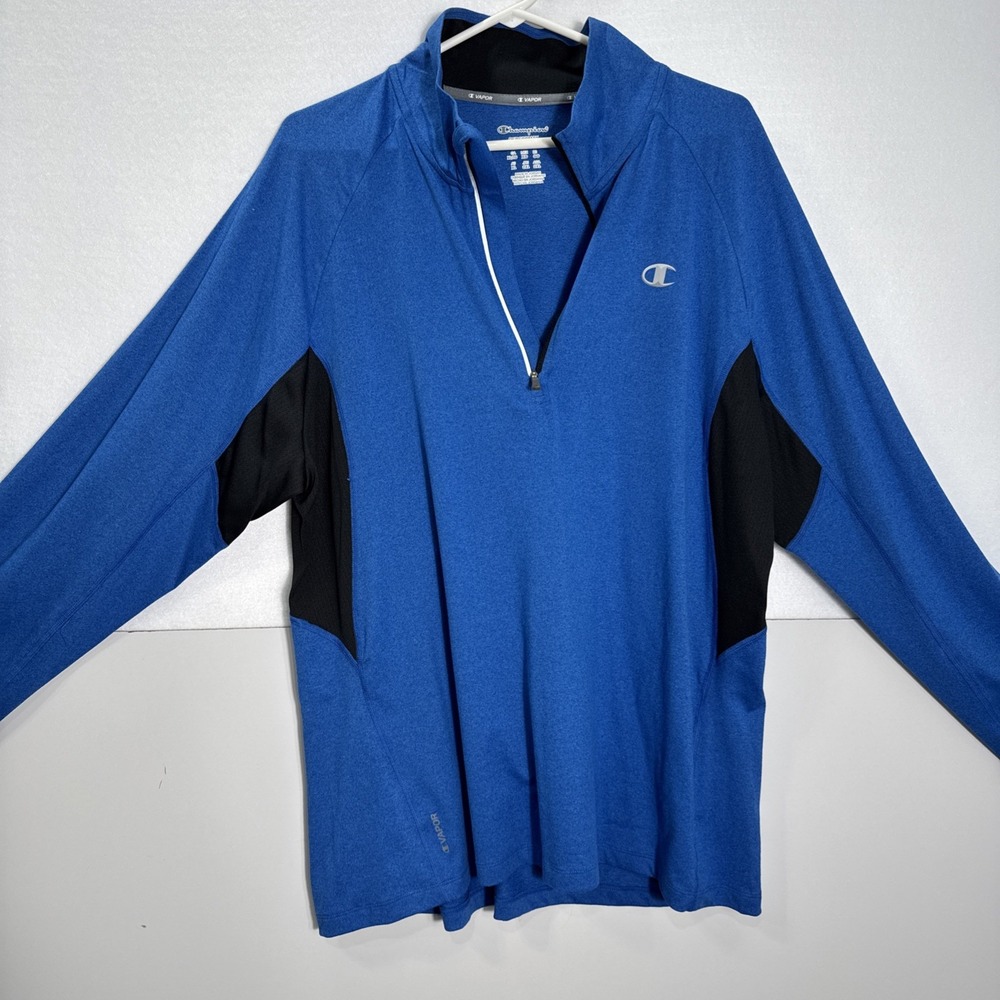 Champion Performax Vapor Mens Blue Black Half Zip LS  Tee Size‎ XL  15763 NWT